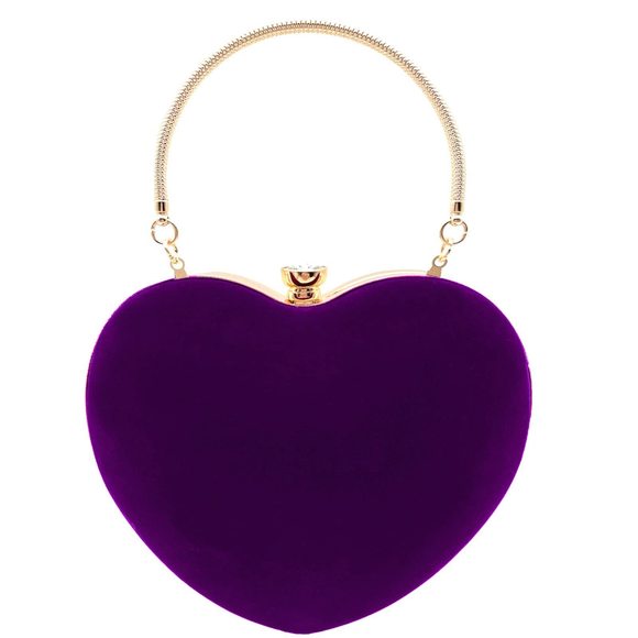 Heart Shaped Handbag Wedding Party Evening Bag Mini Clutch Chain Purse V ;) - Picture 1 of 7